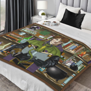 Jonge Tovenaar Fantasy Bibliotheek Boeken Draak Fleece Deken