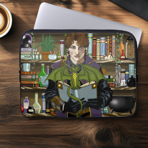 Jonge Tovenaar Fantasy Bibliotheek Boeken Draak Laptop Sleeve