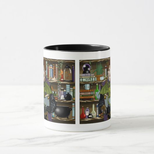 Jonge Tovenaar Fantasy Bibliotheek Boeken Draak Mok (Midden)