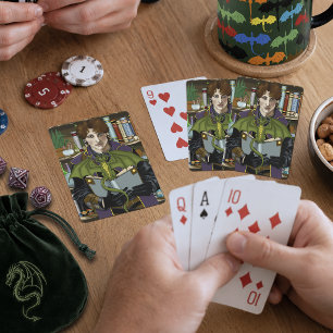 Jonge Tovenaar Fantasy Bibliotheek Boeken Draak Pokerkaarten