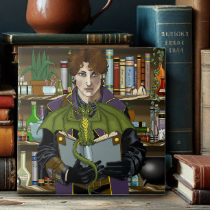 Jonge Tovenaar Fantasy Bibliotheek Boeken Draak Tegeltje