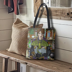 Jonge Tovenaar Fantasy Bibliotheek Boeken Draak Tote Bag