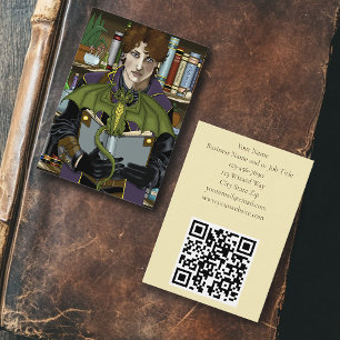 Jonge Tovenaar Fantasy Bibliotheek Boeken Draak Visitekaartje
