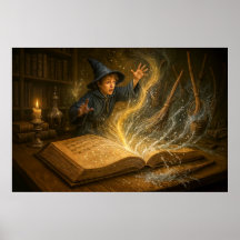 Jonge tovenaar met boek fantasy illustratie