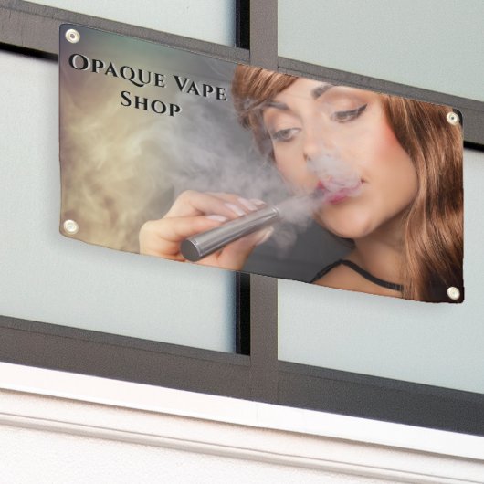 Jonge Vaping Vape Business Accent van vrouw aanpas Spandoek (Buitenkant Gebouw)