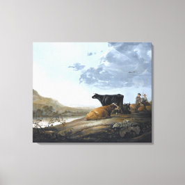 Jonge Veehoeders met Koeien Canvas Afdruk