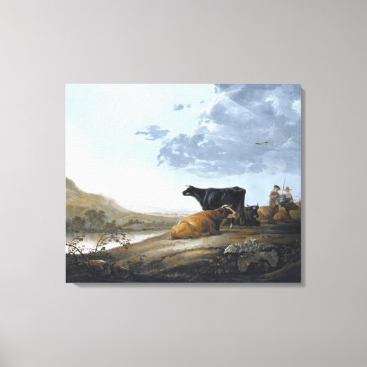 Jonge Veehoeders met Koeien Canvas Afdruk (Voorkant)