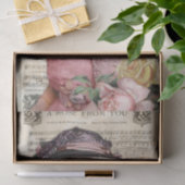 Jonge Victoriaans Dame met Roze Bloem Jurk Rozen Tissuepapier (Geschenk)