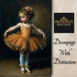 Jonge Vintage Ballerina in Oranje Tutu Decoupage Tissuepapier
