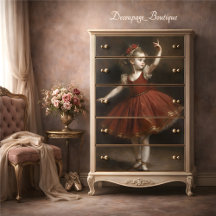 Jonge Vintage Ballerina in Rode Tutu Decoupage