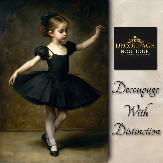 Jonge vintage balletdanseres in zwarte decoupage tissuepapier