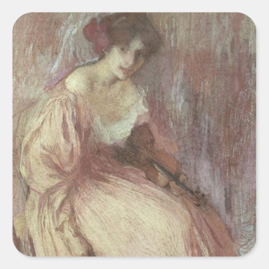 Jonge violist vierkante sticker (Voorkant)