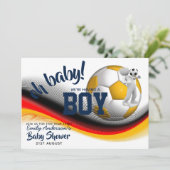 JONGE VOETBAL Baby Shower Uitnodigingen Roze (Staand voorkant)