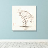 Jonge vogel, sta naar links op één poot, Jan Ma Canvas Afdruk (Insitu (Houten vloer))