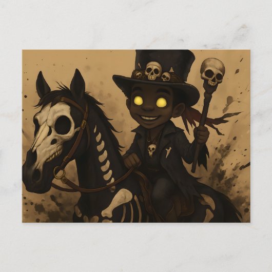 Jonge Voodoo Doc op Skull Horse Briefkaart (Voorkant)