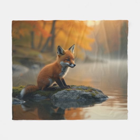 Jonge vos in de herfst fleece deken (Voorkant (Horizontaal))