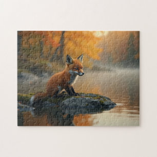 Jonge vos in de herfst legpuzzel