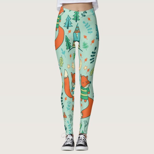 Jonge vossen: het naadloze patroon van kinderen. leggings (Voorkant)