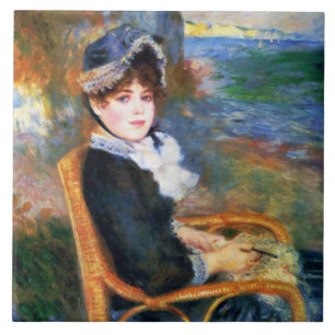 Jonge Vrouw aan de kust (door Renoir) Tegeltje