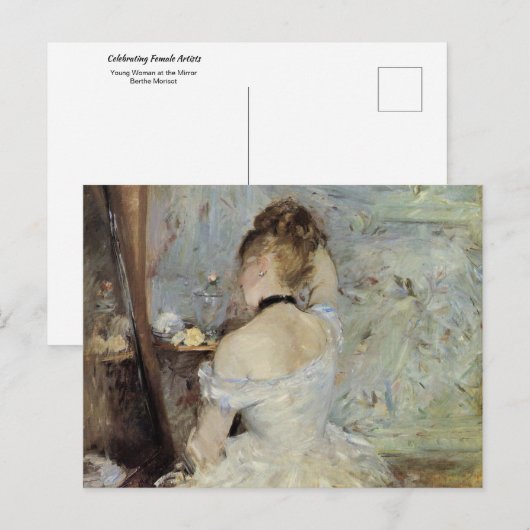 Jonge Vrouw aan de Mirror van Berthe Morisot Briefkaart (Voorkant / Achterkant)