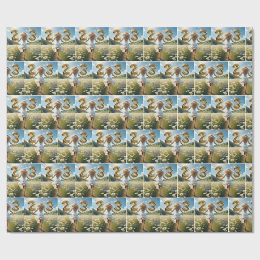 Jonge vrouw ballonnen voor 23e verjaardag cadeaupapier (Vlak)