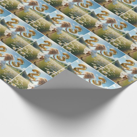 Jonge vrouw ballonnen voor 23e verjaardag cadeaupapier (Hoek)