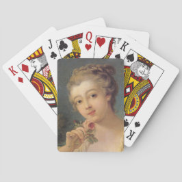 Jonge vrouw boeket rozen door Francois Boucher Pokerkaarten