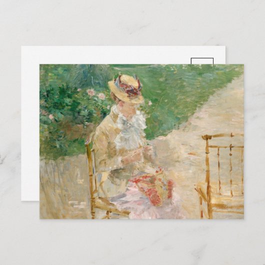 Jonge vrouw breien | Berthe Morisot Briefkaart (Voorkant / Achterkant)