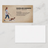 Jonge vrouw die Beagle hond uitlaat Visitekaartje (Voorkant / Achterkant)