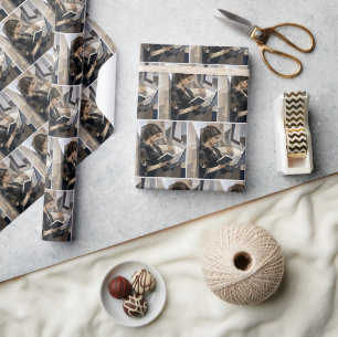 Jonge vrouw die een boek leest in Picasso-stijl Cadeaupapier