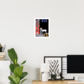 Jonge vrouw die een doe omarmt poster (Thuiskantoor)