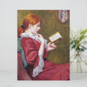 Jonge vrouw die een goed boek leest kaart (Staand voorkant)