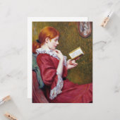 Jonge vrouw die een goed boek leest kaart (Voorkant / Achterkant in situ)