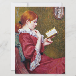 Jonge vrouw die een goed boek leest kaart