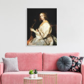 Jonge Vrouw die een Viola da Gamba speelt Canvas Afdruk (Insitu (Woonkamer))