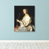 Jonge Vrouw die een Viola da Gamba speelt Canvas Afdruk (Insitu (Houten vloer))
