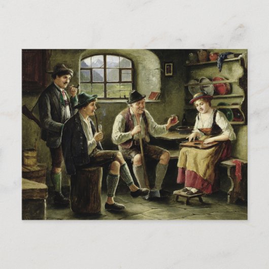 Jonge vrouw die een Zor speelt Briefkaart (Voorkant)