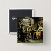 Jonge vrouw die een Zor speelt Vierkante Button 5,1 Cm (Voorkant /achterkant)