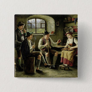 Jonge vrouw die een Zor speelt Vierkante Button 5,1 Cm