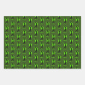 Jonge vrouw die Golf Green Black Pattern Gift spee Inpakpapier Vel (Voorkant 3)
