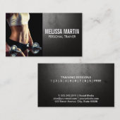 Jonge vrouw die halters vasthoudt visitekaartje (Voorkant / Achterkant)