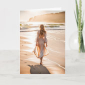 Jonge Vrouw die het Strand lopen Kaart (Voorkant)