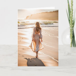 Jonge Vrouw die het Strand lopen Kaart