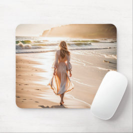 Jonge Vrouw die het Strand lopen Muismat