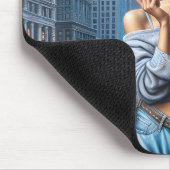 Jonge Vrouw die in de Grote Stad winkelen Muismat (Hoek)