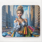 Jonge Vrouw die in de Grote Stad winkelen Muismat (Voorkant)