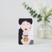 jonge vrouw die kaart verdient visitekaartje (Staand voorkant)