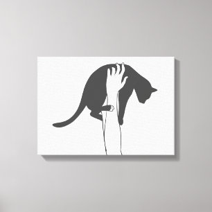 Jonge vrouw die kat tilt - Kies achtergrondkleur Canvas Afdruk