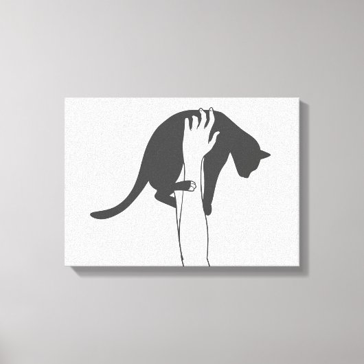 Jonge vrouw die kat tilt - Kies achtergrondkleur Canvas Afdruk (Voorkant)