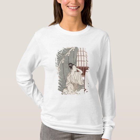 Jonge vrouw die knielt door haar muggennet, 1766 t-shirt (Voorkant)